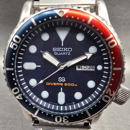 Seiko Dive Watch Men 42mm Blue Dial Steel Pepsi SQ Daydate 5H26-7A19 New Battery1