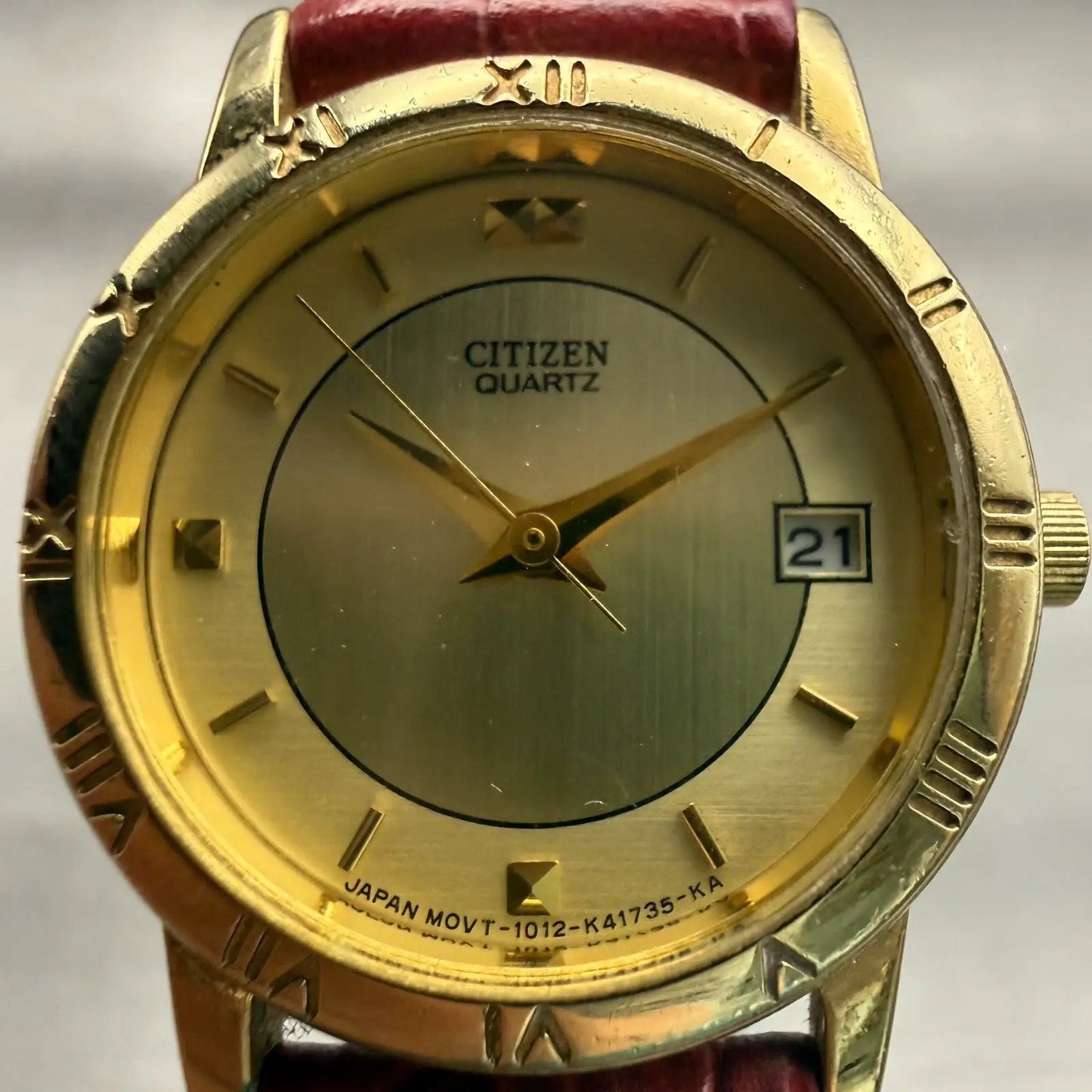 Citizen Watch Women 24mm Gold Dial Gold Tone Date Round 1012-S022703 New Battery1