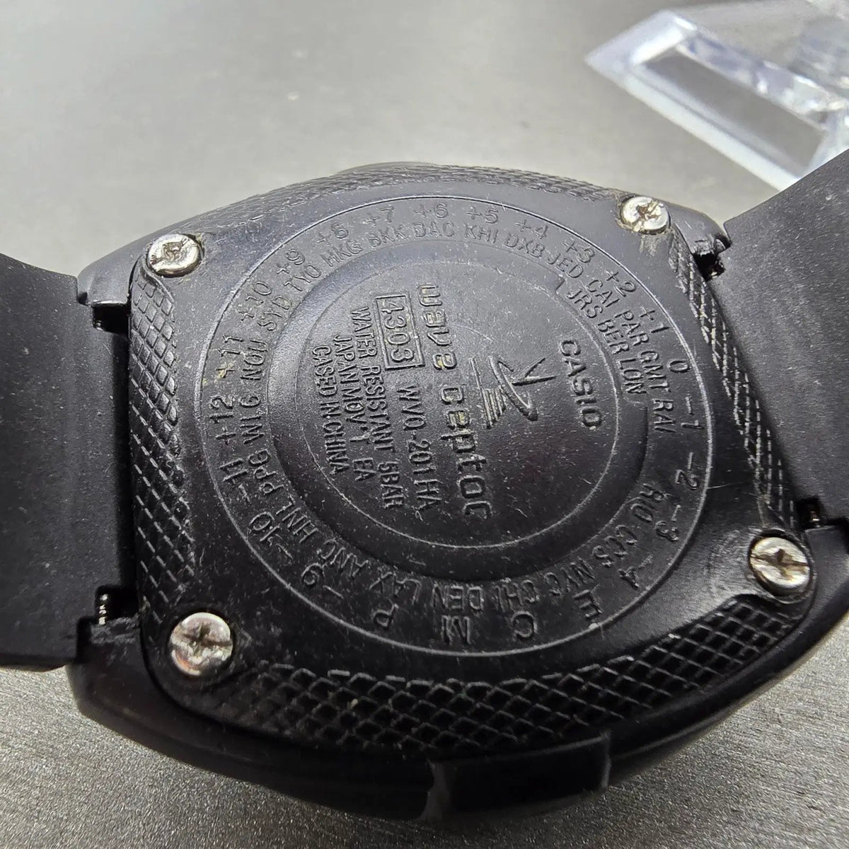 Casio Waveceptor WVQ-201HA Watch Men 41mm Black Dial Silver Tone Date Solar Runs10