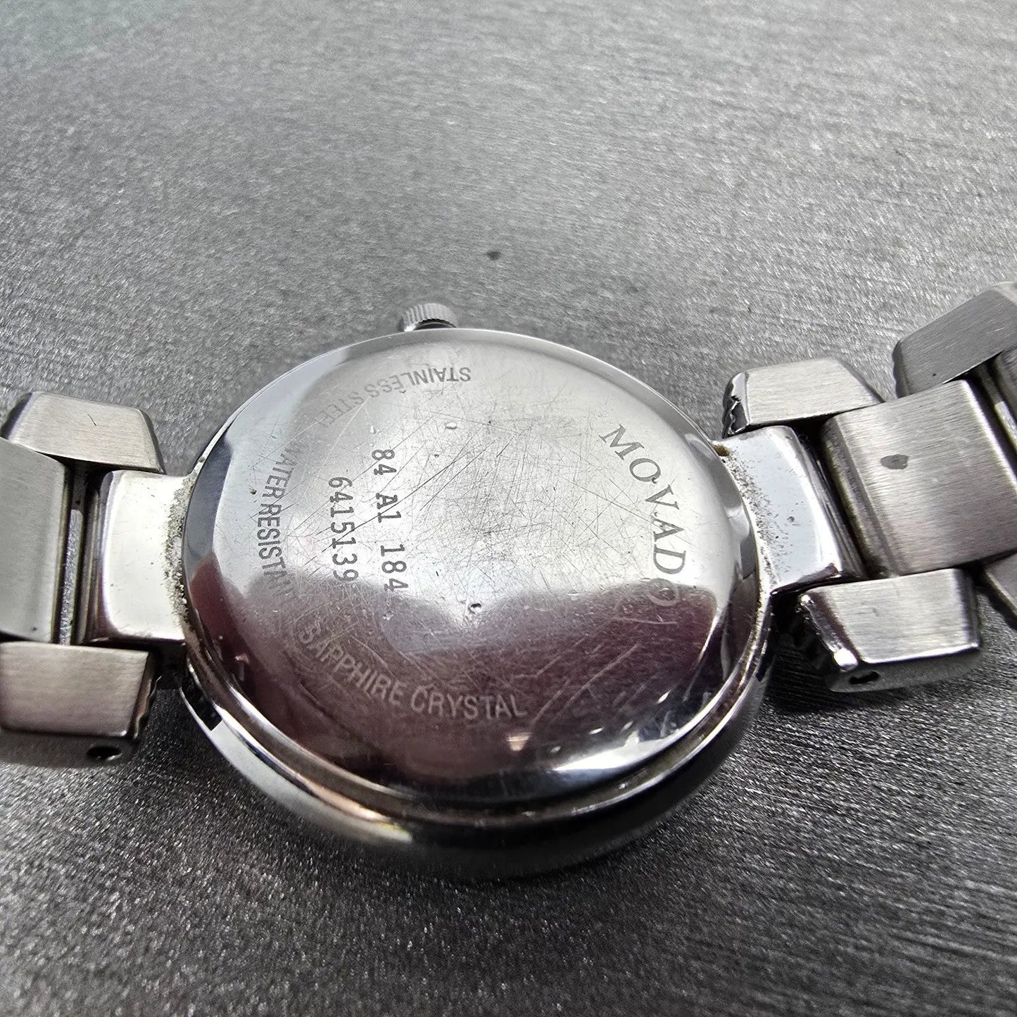 Movado Serenade Watch Women 25mm Black Dial Silver Tone 84 A1 1844 New Battery10