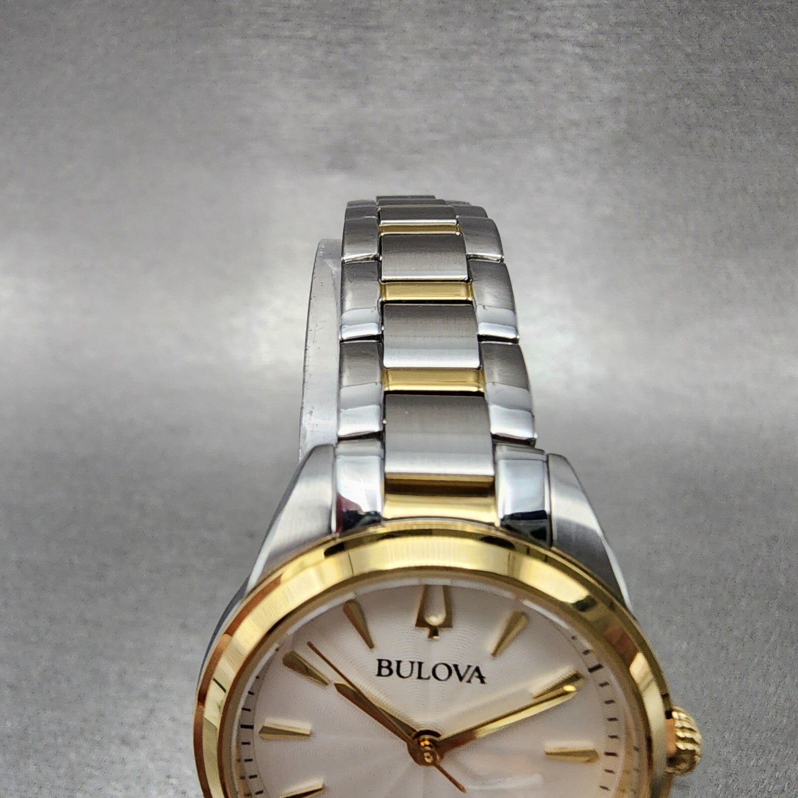 Bulova Sutton Watch Women 28mm White Dial Two Tone Round Stainless Steel 98L2774