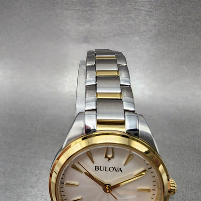 Bulova Sutton Watch Women 28mm White Dial Two Tone Round Stainless Steel 98L2774