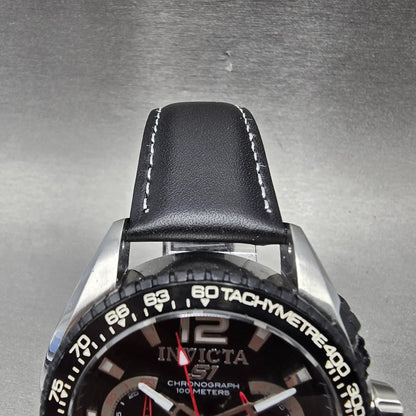 Invicta S1 Chronograph Watch Men 48mm Black Dial Silver Tone Date 1453 New Batt5