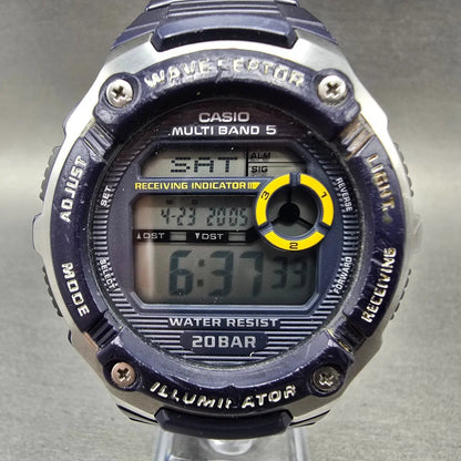 Casio Waveceptor Watch Men 48mm Digital Blue Silver Alarm Chrono WV-M200 NewBat0