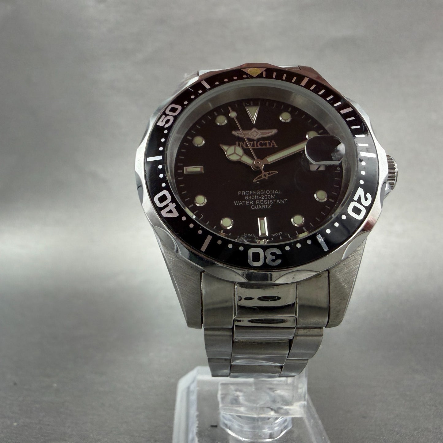 Invicta Pro Diver Watch Men 38mm Black Dial Silver Tone Date Round 8932 New Batt5