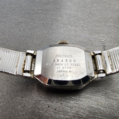 Seiko Tank Watch Women 18mm Silver Dial Silver Tone Octagon Manual 113770 Runs9