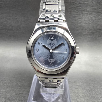 Swatch Flower Box Watch Women 25mm Blue Dial Silver Tone YSS222G New Battery0