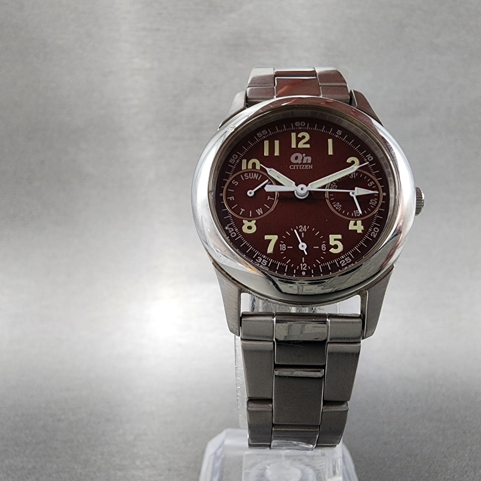 Citizen Watch Women 30mm Red Dial Steel Daydate Round 6329S92898 New battery5