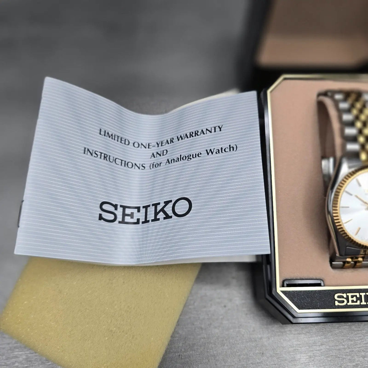 Seiko President Watch Men 35mm Silver Dial Two Tone Daydate 7N43-8111 New Batt13