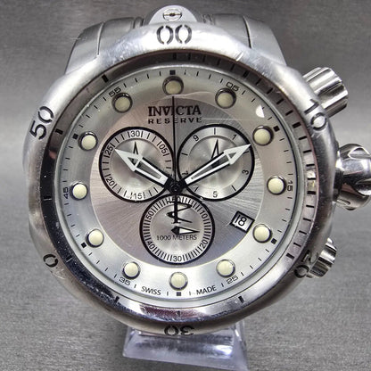 Invicta Venom Reserve Chronograph Watch Men 52mm Silver Dial Steel 5730 New Batt0