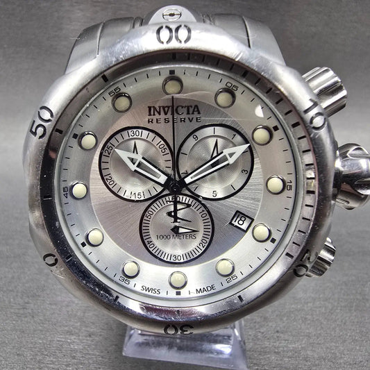 Invicta Venom Reserve Chronograph Watch Men 52mm Silver Dial Steel 5730 New Batt0