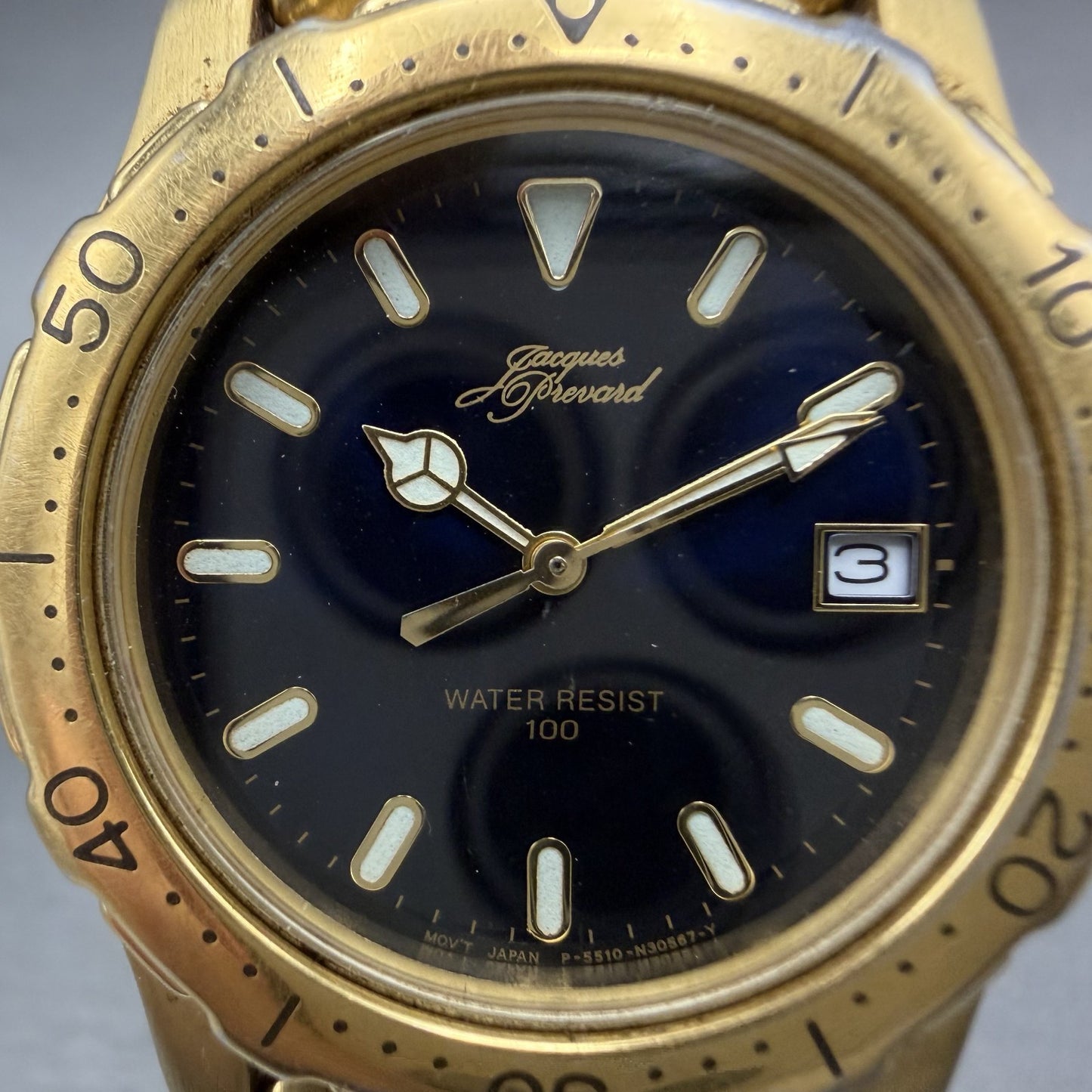 Citizen Elegance Watch Men 35mm Blue Dial Gold Tone Date Round 4-S044036 NewBat1