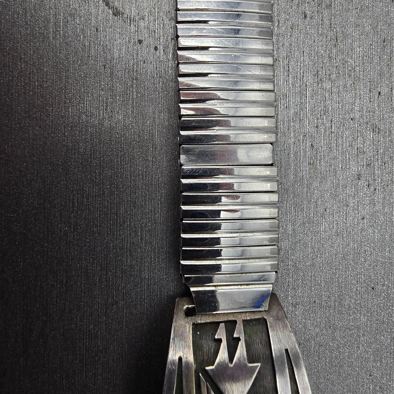 Navajo Sterling Silver Watch Band Tips 20mm Warrior Design Stretch Band VTG2