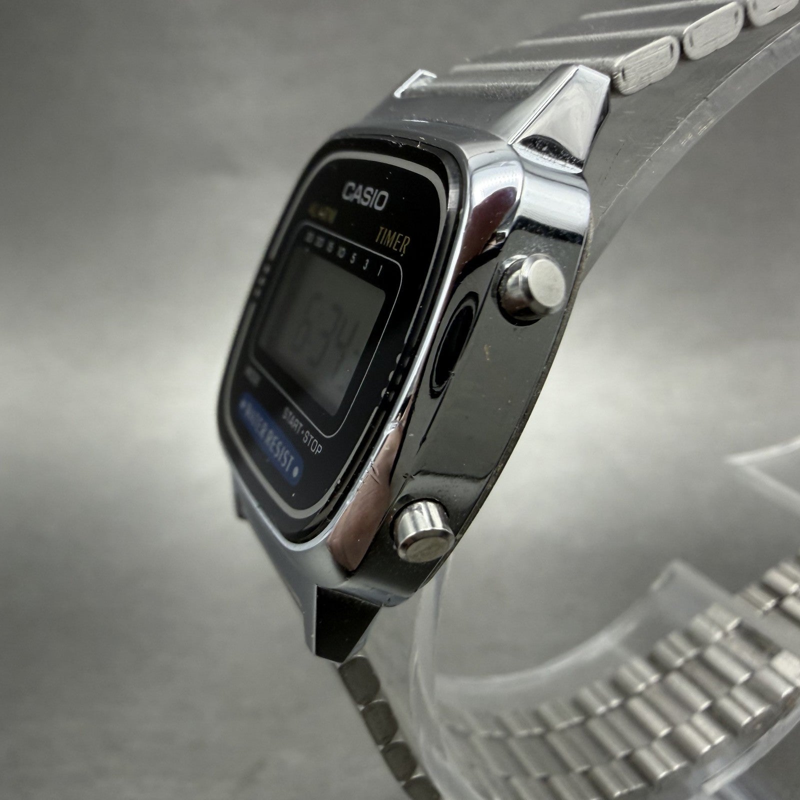 Casio LA670W Watch Women 24mm Digital Silver Tone Rectangle Alarm Chrono New Bat2
