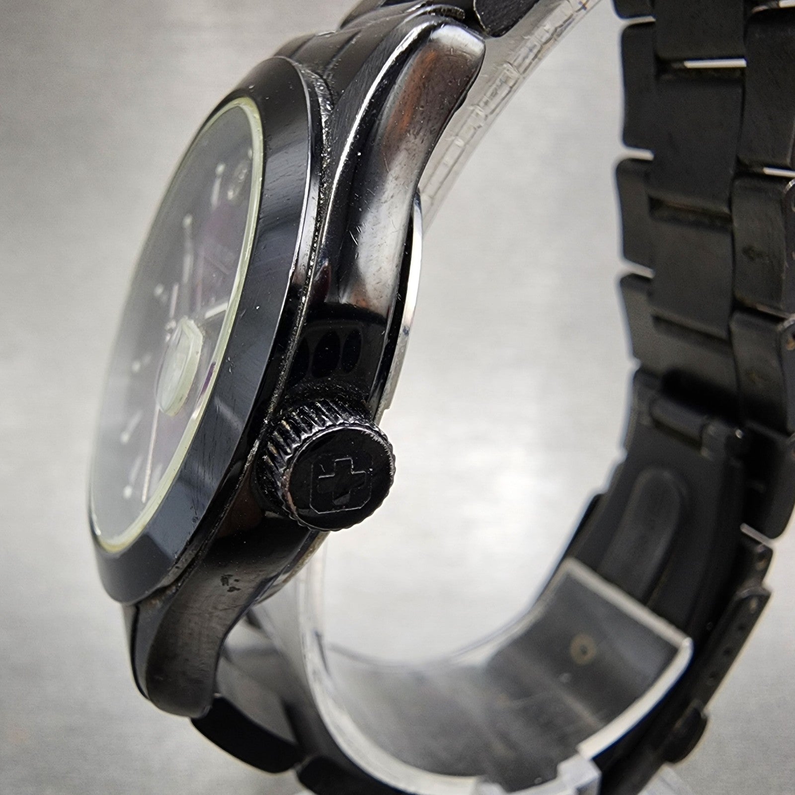 Swiss Military Hanowa Watch Women 36mm Purple Dial Black Date 65023 New Battery2