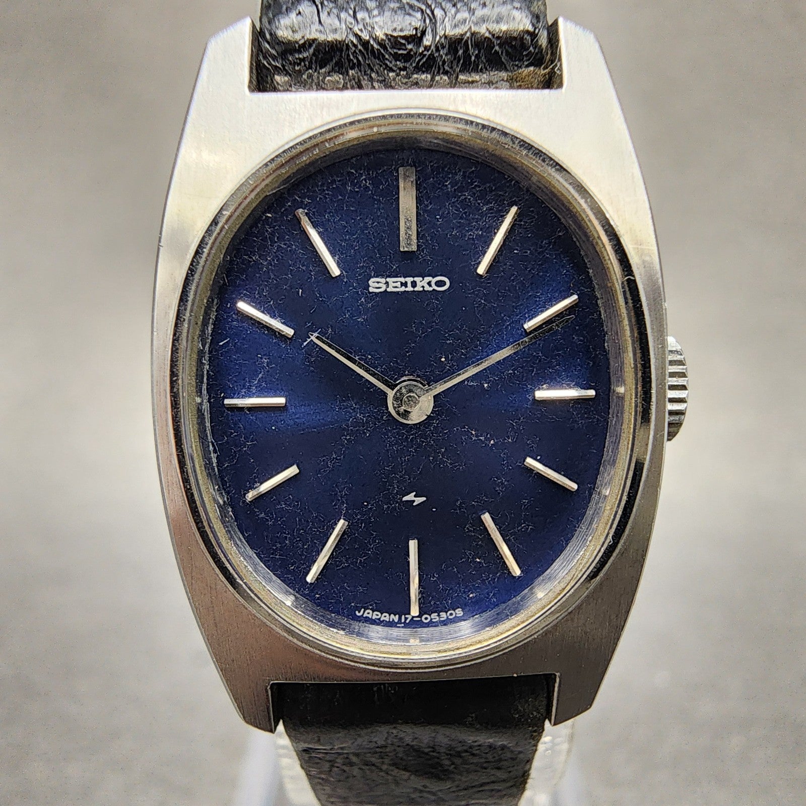 Seiko Tank Watch Women 19mm Blue Dial Silver Tone Rectangle Manual 177070 Runs1