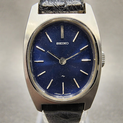 Seiko Tank Watch Women 19mm Blue Dial Silver Tone Rectangle Manual 177070 Runs1