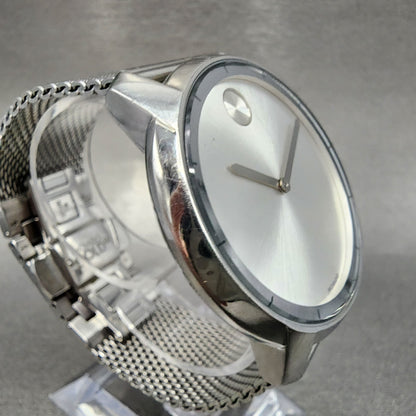 Movado Bold Watch Men 43mm Silver Dial Silver Tone 3600260 New Battery3