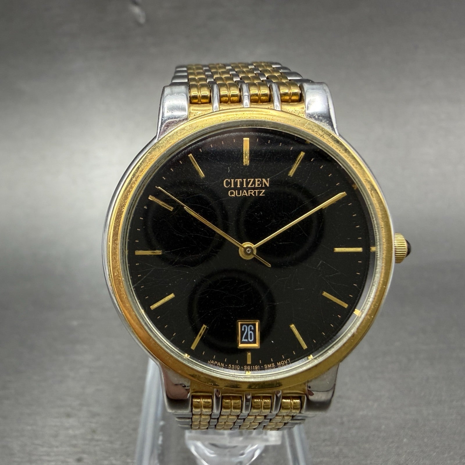 Citizen Watch Men 33mm Black Dial Two Tone Date Round 5510-S18248 PARTS0