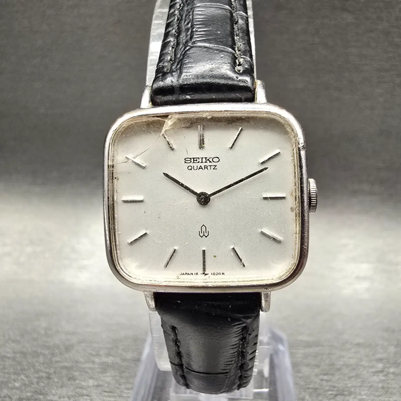 Seiko Watch Women 23mm Silver Dial Silver Tone Rectangle 16-5380 New Battery VTG0