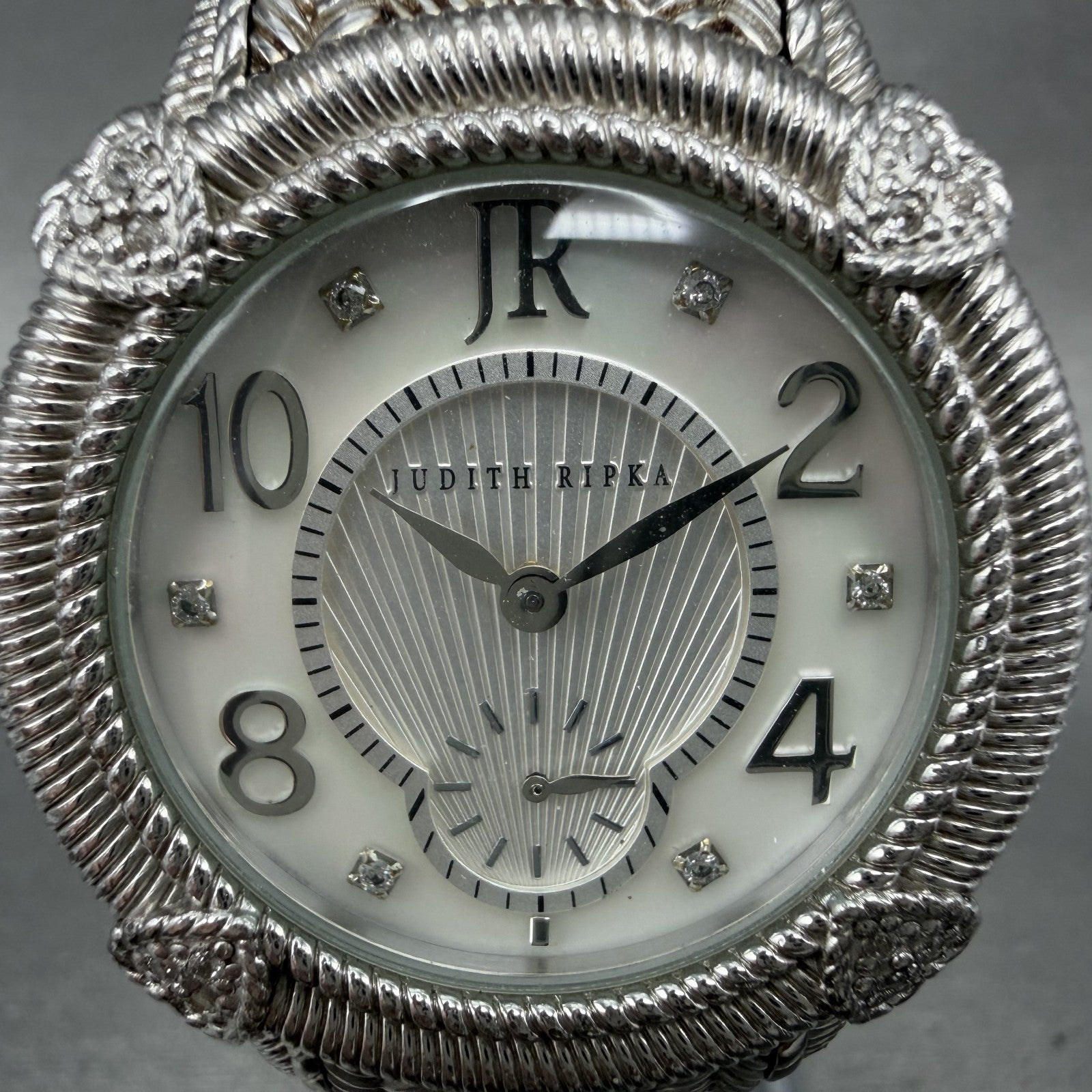 Judith Ripka Watch Women MOP Dial Sterling Silver Small Second Round New Battery1