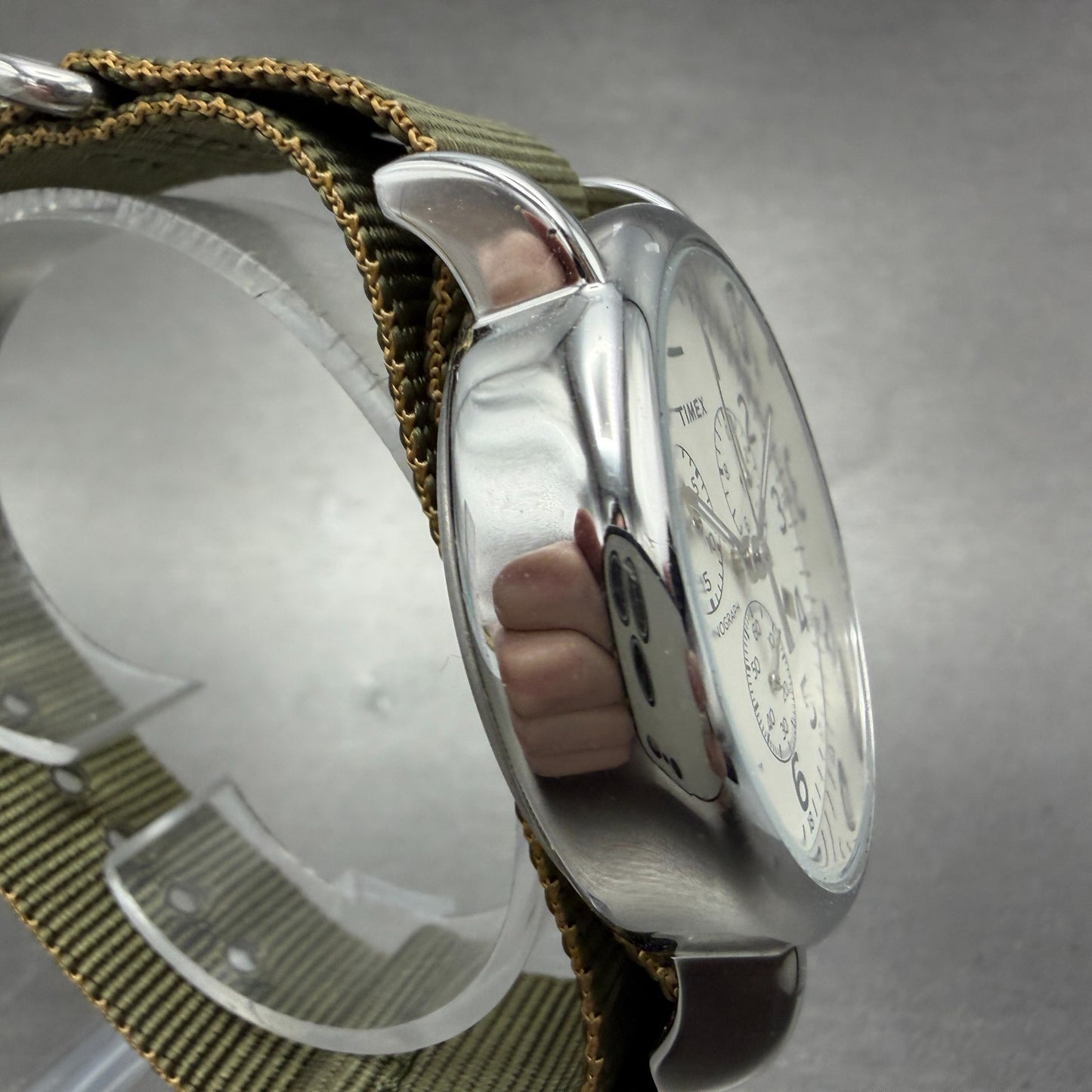 Timex Weekender Chronograph Watch Men 40mm White Dial Silver Date Round New Batt3