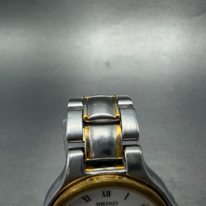 Seiko Watch Women 26mm White Dial Two Tone Date Round 7N82-0410 New Battery4