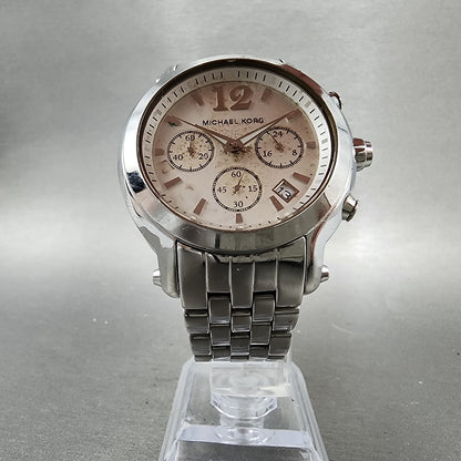 Michael Kors Chronograph Watch Women 41mm White Dial Silver Date MK5171 New Batt5