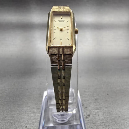 Citizen CQ Watch Women 13mm Champagne Dial Gold Tone 5421-S18523 New Battery VTG5