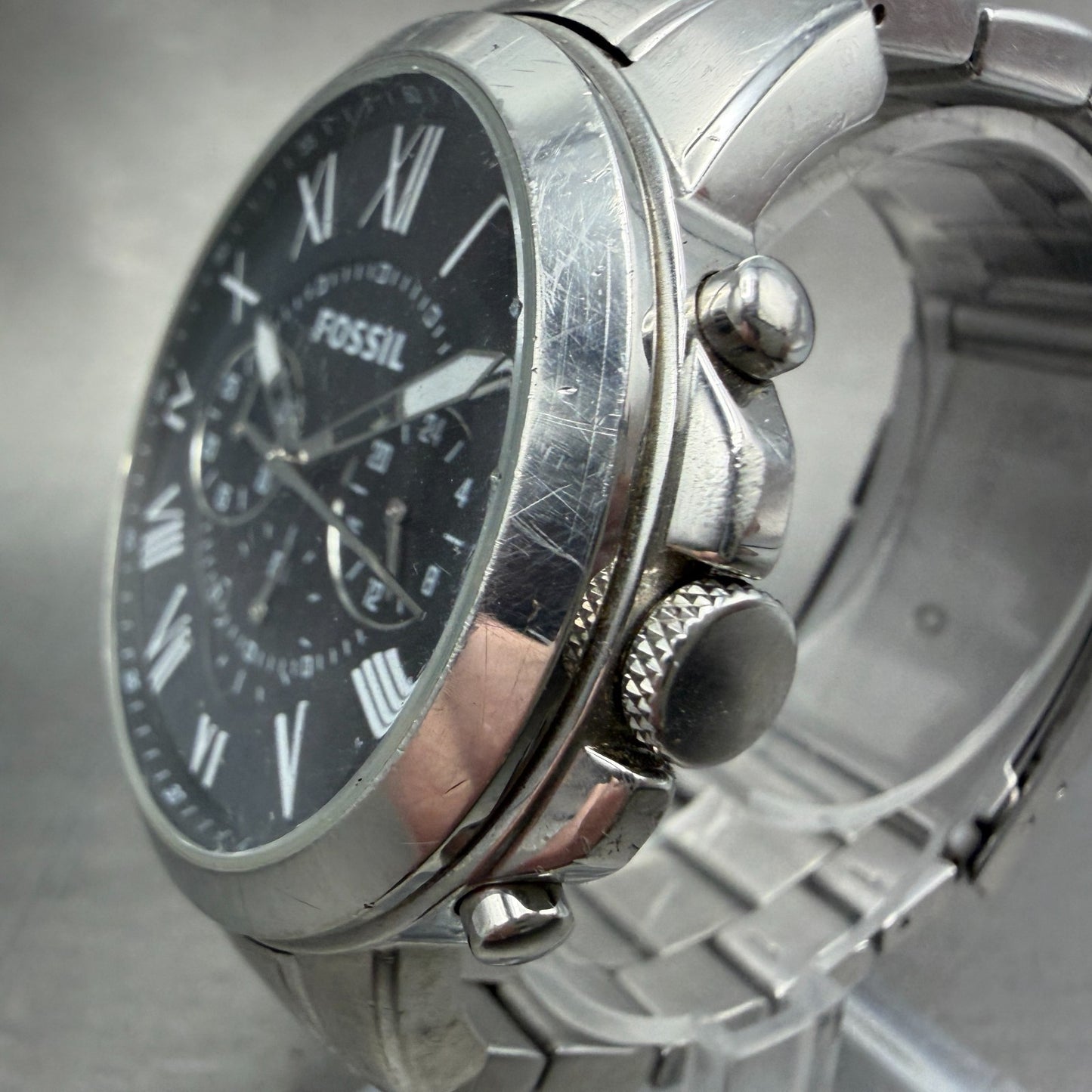 Fossil Grant Chronograph Watch Men 44mm Black Dial Steel FS4736 New Batt2