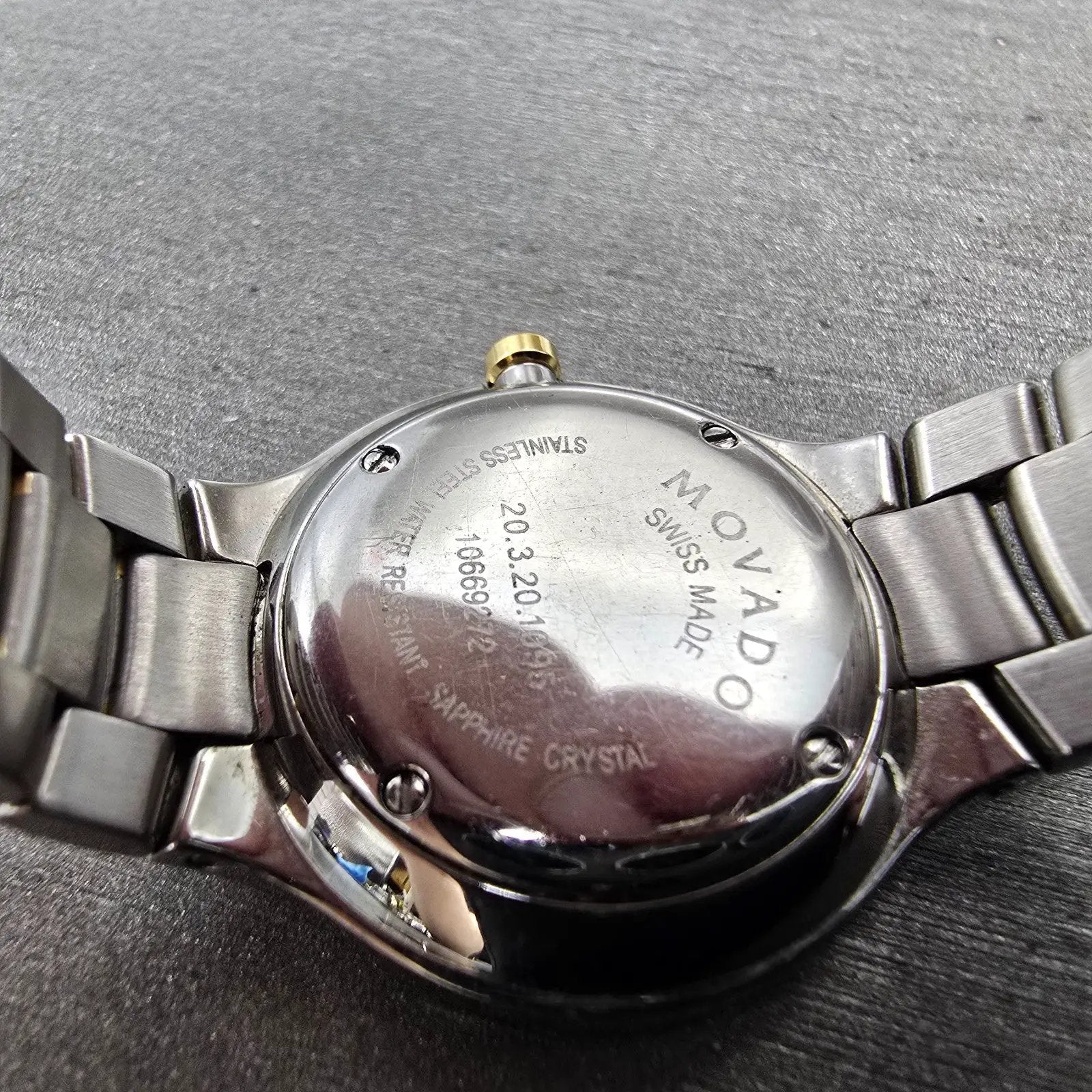 Movado Museum Watch Women 26mm Black Dial Two Tone 20.3.20.1095 New Battery10