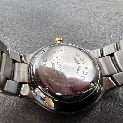 Movado Museum Watch Women 26mm Black Dial Two Tone 20.3.20.1095 New Battery10