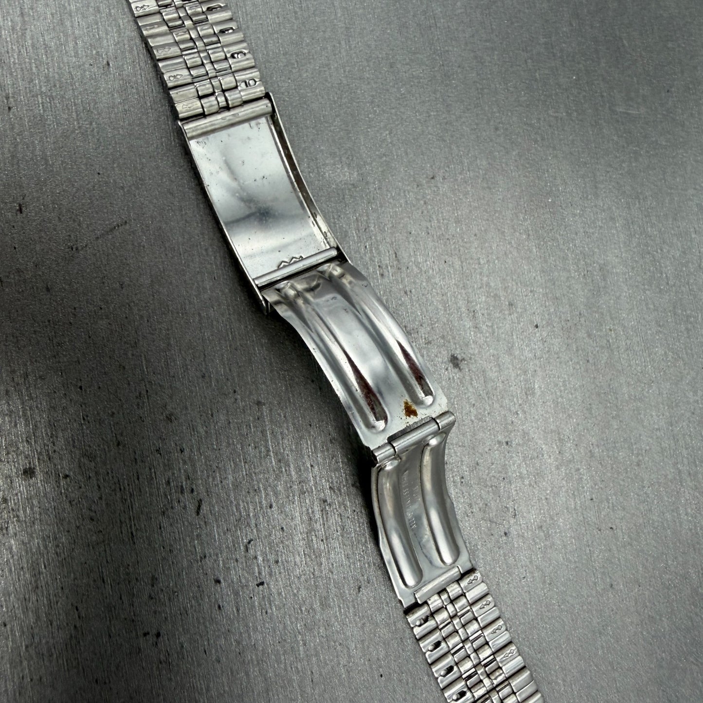 Seiko SQ Bracelet 20mm Stainless Steel Silver Tone Tri Folding Clasp VTG Japan16