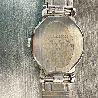 Seiko Watch Women 18mm White Dial Silver Tone Oval 2P20-5600 New Battery Vintage10
