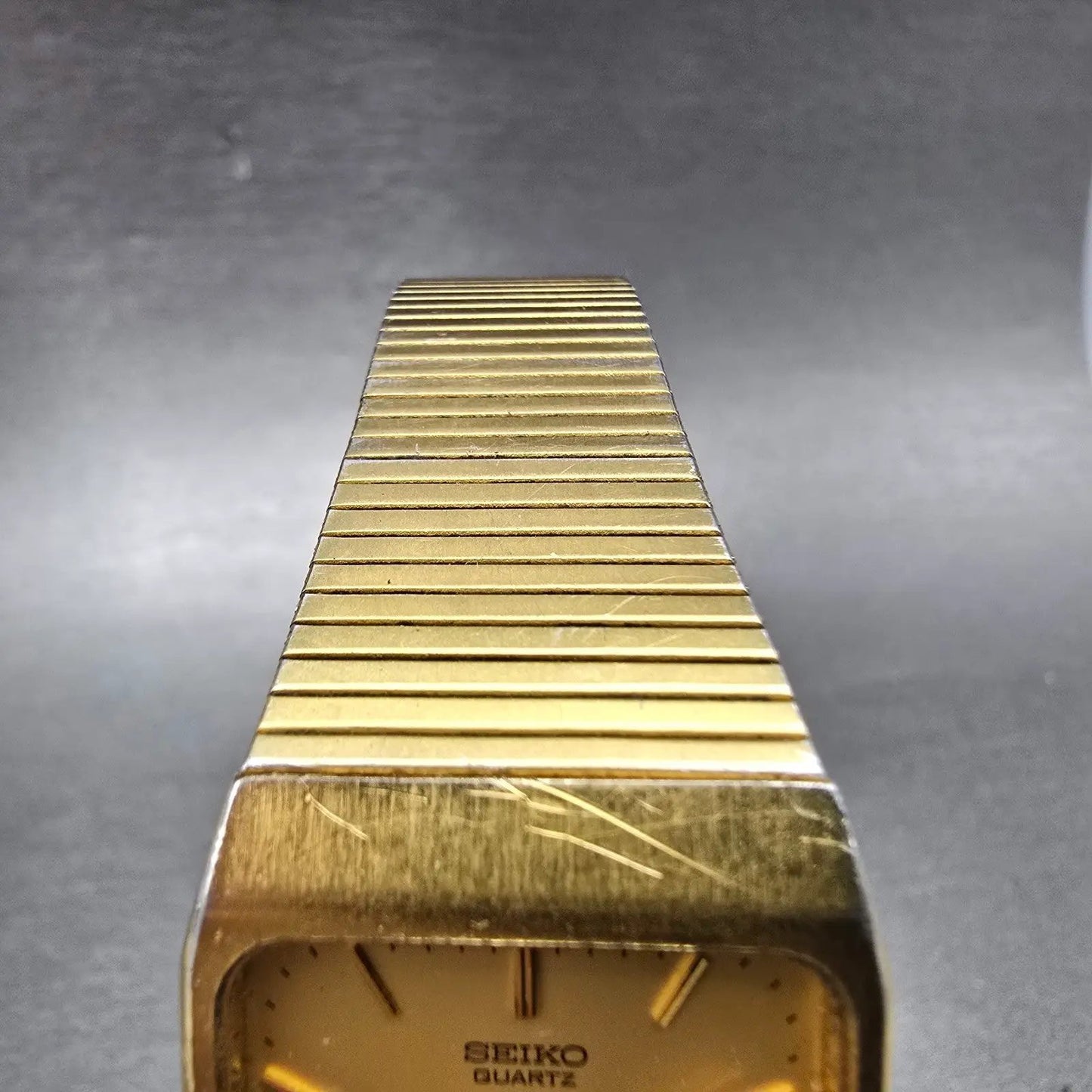Seiko SX Tank Watch Men 26mm Champagne Dial Gold Tone Rectangle 5Y95-5009 PARTS5
