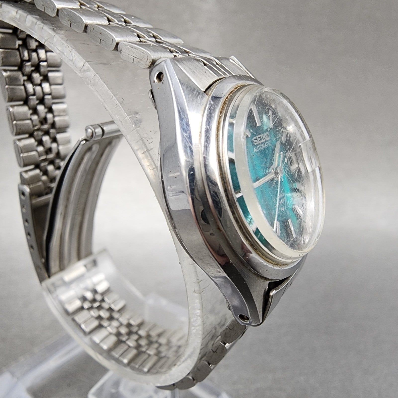 Seiko Automatic Watch Women 24mm Green Dial Silver Tone Date 22050990 PARTS5