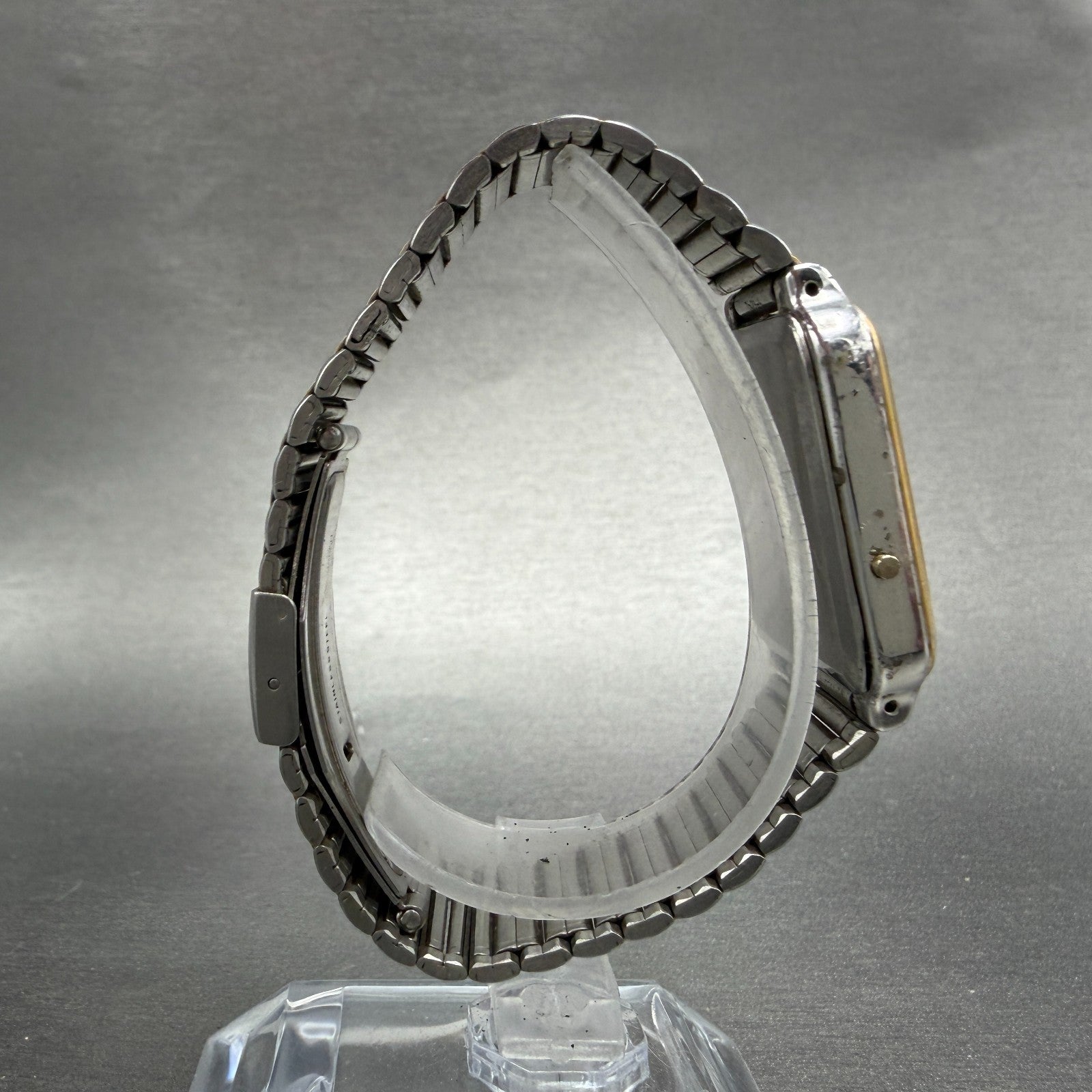 Casio AQ-703 Watch Unisex 27mm White Dial Two Tone Alarm Rectangle new battery8