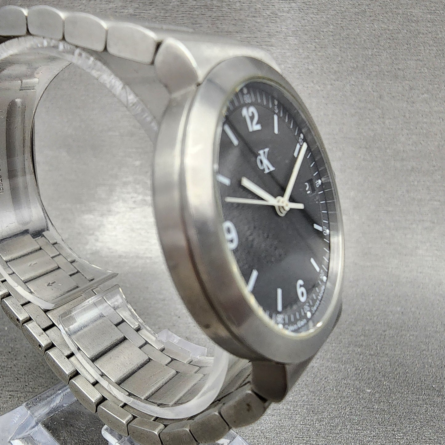 Calvin Klein Watch Men 34mm Gray Dial Stainless Steel Date Round New Battery3