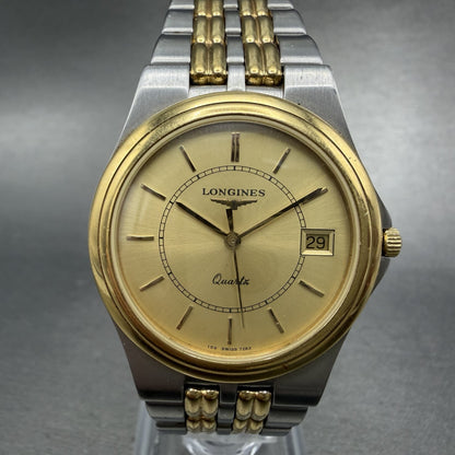 Longines Master Piece Watch Men 32 Gold Dial Two Tone Date Round 7283 New batt0