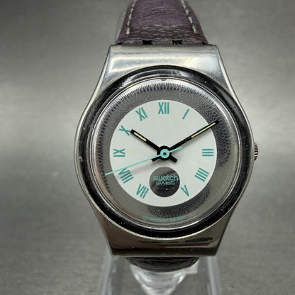Swatch Lady Malpensa Watch Women 25mm White Dial Silver Tone Round LX109 New Bat0