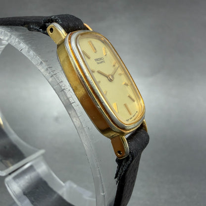 Seiko Watch Women 15mm Champagne Dial Gold Tone Oval 1320-5530 New Battery VTG3