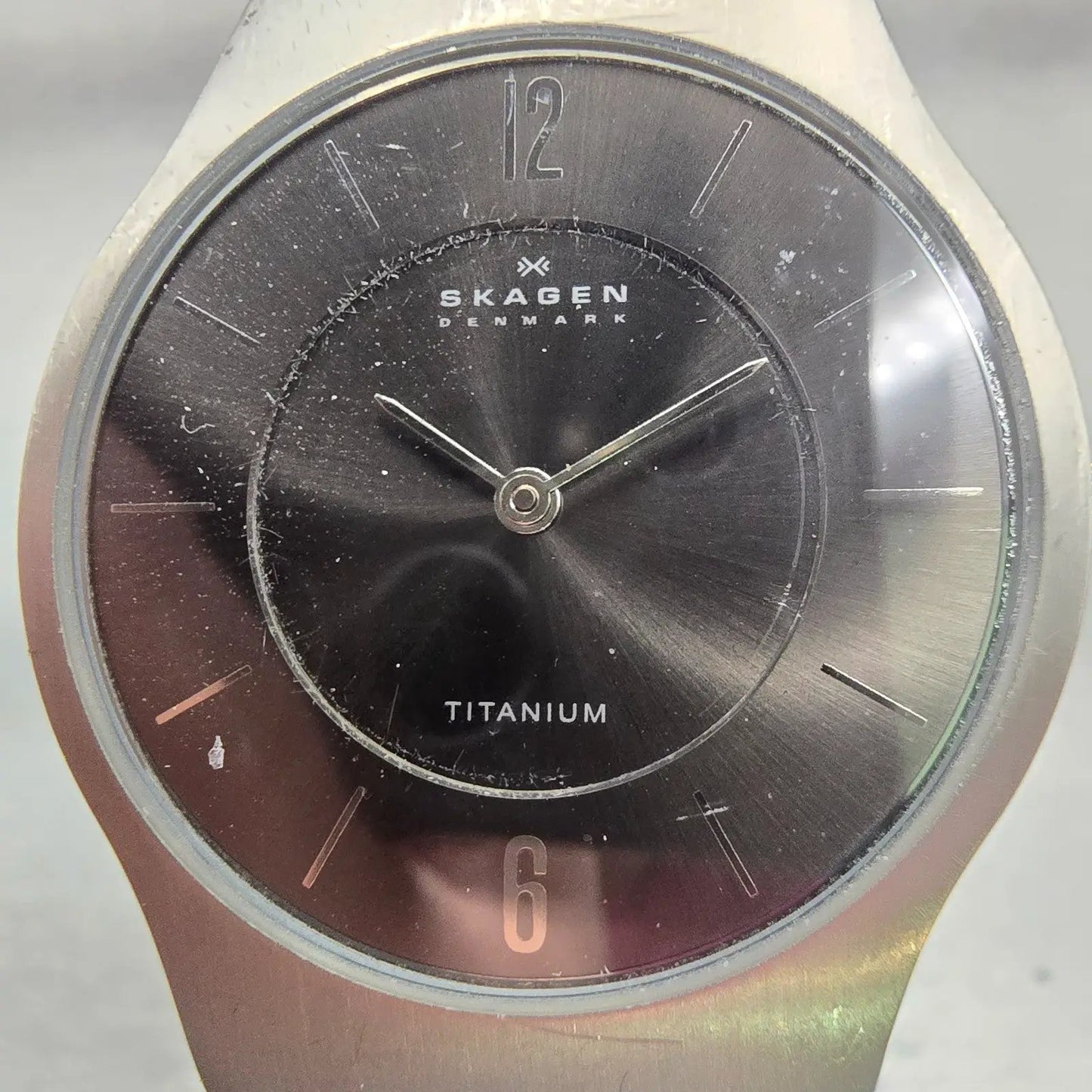 Skagen Ultra Slim Watch Men 34mm Black Dial Titanium  Round 233LTTM New Battery1