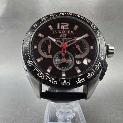 Invicta S1 Chronograph Watch Men 48mm Black Dial Silver Tone Date 1453 New Batt6