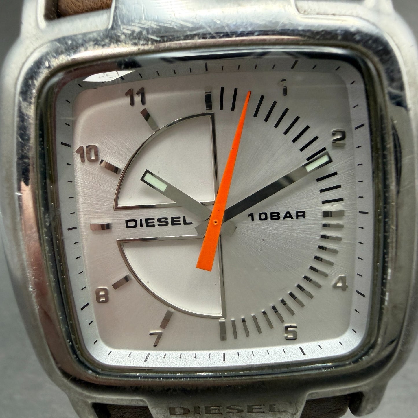 Diesel Watch Men 42mm White Dial Stainless Steel Rectangle DZ4033 New battery1