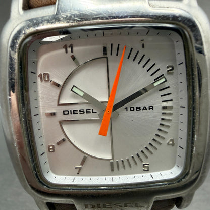 Diesel Watch Men 42mm White Dial Stainless Steel Rectangle DZ4033 New battery1