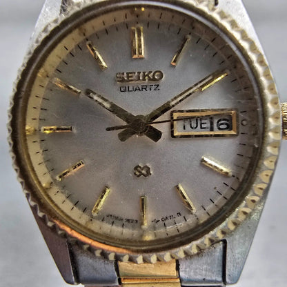 Seiko SQ Watch Women 24mm Silver Dial Two Tone Daydate Round 3E23-0A69 New Batt1