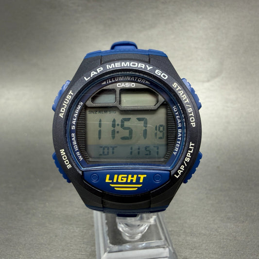 Casio Illuminator Watch Men 42mm Digital Blue Tone Round W-734 New Battery0