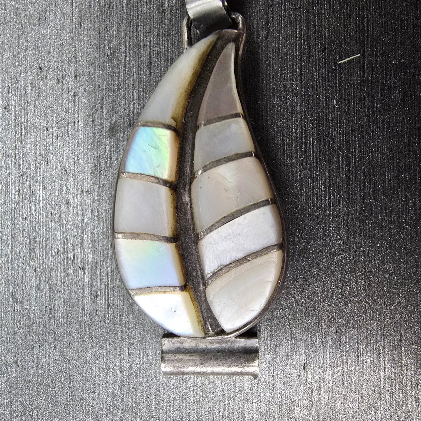 Navajo Sterling Silver Watch Band Tips 9mm Mother Of Pearl Leaf Design Vintage1