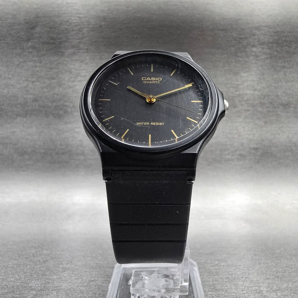 Casio Watch Men 33mm Black Dial Black Case Round MQ-24 New Battery JP5