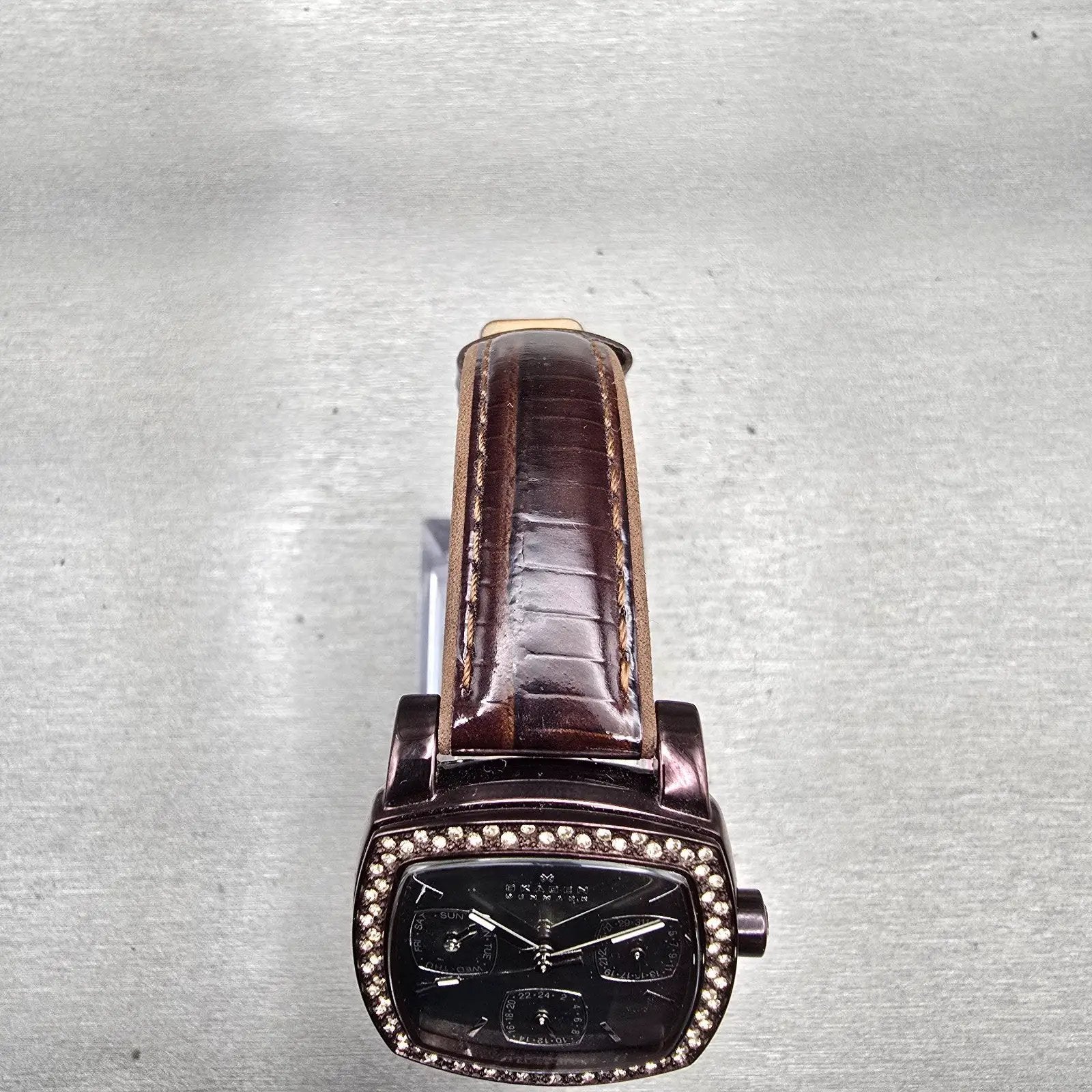 Skagen Watch Women 30mm MOP Dial Brown Tone Daydate Gemmed 558SMLD8A New Battery4